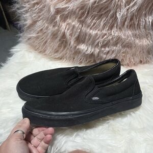 Vans Men's Classic Black Canvas Slip-On Sneakers